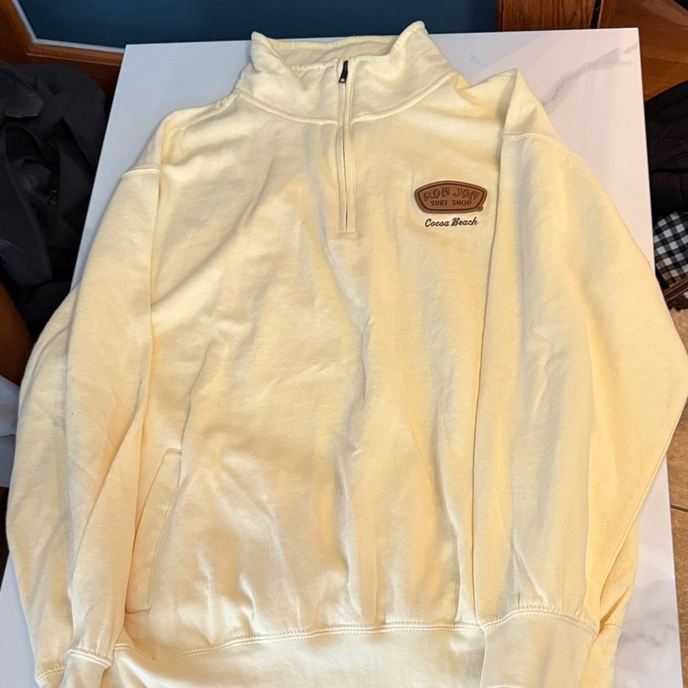 Ron Jon Men's Zip-Up Sweater in Soft Yellow